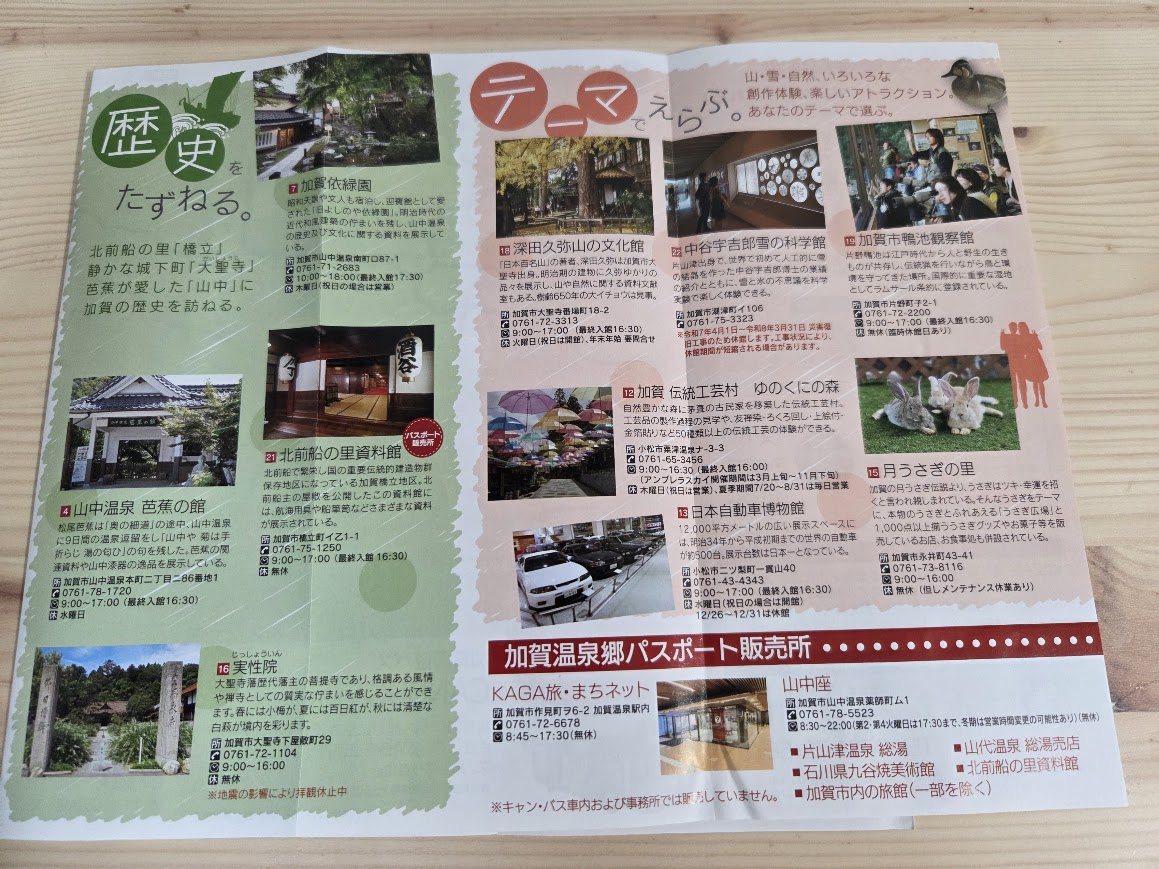 加賀温泉郷パスポート内容